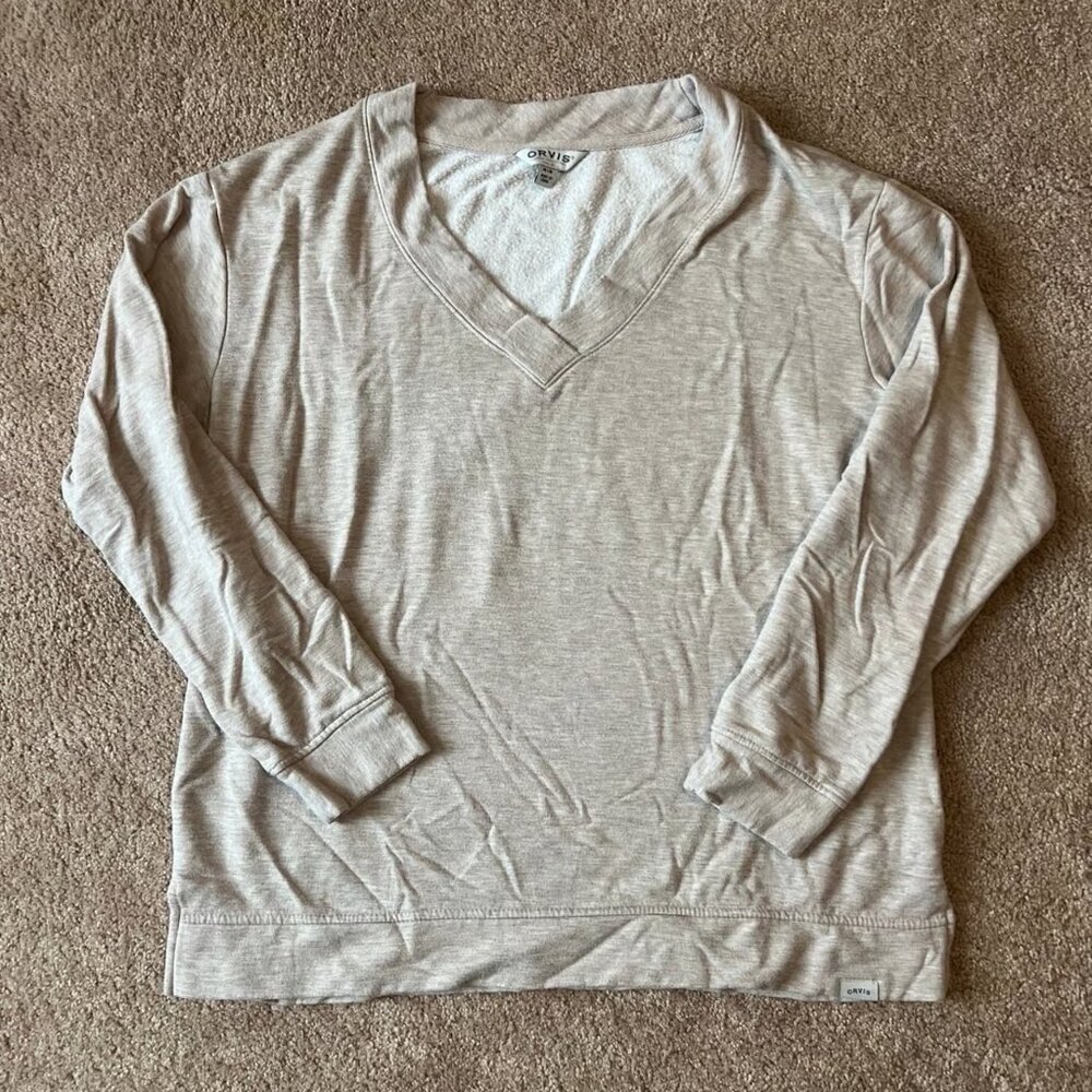 Orvis Womens V-Neck Dropped Shoulders‎ Sweatshirt Sweater Medium